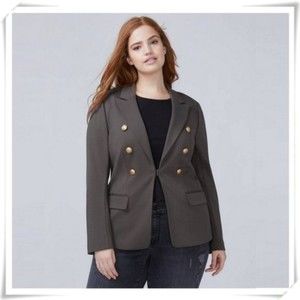 NWT Lane Bryant Double-Breasted Ponte Blazer, Olive, Size 26